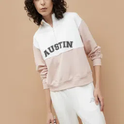 KAPPA Pink & White Cotton Color-Block Sweatshirt image 1