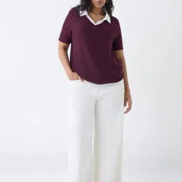 Gia by Westside Plum Ribbed Top image 3