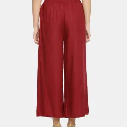 TWIN BIRDS Maroon Mid Rise Palazzos image 2