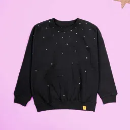 Kiddopanti Girls Black Regular Fit Sweatshirt-image-45