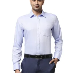 Park Avenue Blue Cotton Regular Fit Self Pattern Shirt image 1