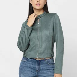 Vero Moda Sage Green Regular Fit Biker Jacket image 2