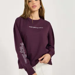 Styli Purple Printed Sweatshirt image 1