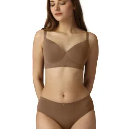 Soie Brown Non-Wired Padded Bra & Panty Set image 1