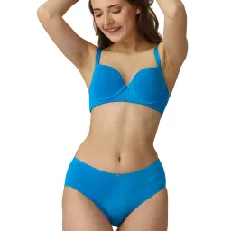 Soie Blue Under-Wired Padded Bra & Panty Set image 1