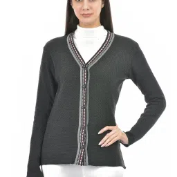 American Eye Dark Grey Self Design Sweaters image 1