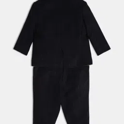 MINIKLUB Boys Black Cotton Solid Full Sleeves Coordinate Set image 2