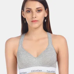 CALVIN KLEIN Grey Plain Sports Bra image 1