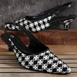 Carlton London Women's Black & White Sling Back Sandals image 1