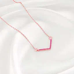 Sterling Silver Rose Gold V Necklace for Womens and Girls-image-72