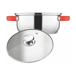 Goodhomes Silver Steel Shallow Casserole with Glass Lid - Set of 2 image 1