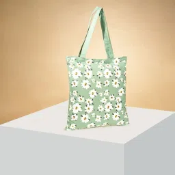 Forever Glam by Pantaloons Green Fabric Printed Tote Handbag image 1