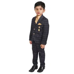 SG Yuvraj Kids Navy & Yellow Checks Shirt, Coat, Jacket with Pants image 4