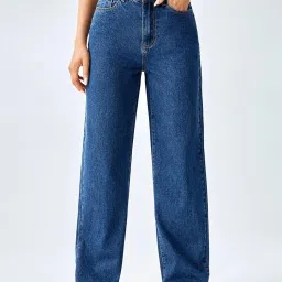 Kotty Blue Cotton Lycra Solid Jeans image 1