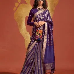 Odette Purple Viscose Rayon Woven Design Saree with Unstitched Blouse Piece image 1