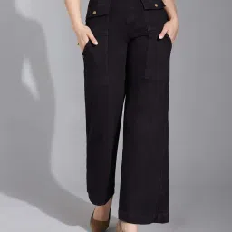 Life With Pockets Black Plain Mid-Rise Jeans image 1