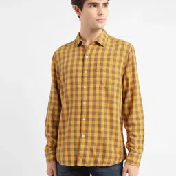 Levi's Yellow Slim Fit Checks Shirt-image-59