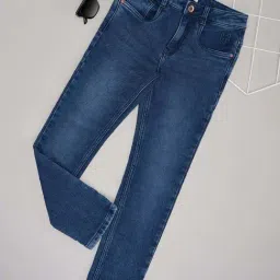 Pantaloons Junior Boys Alaskan Blue Cotton Solid Jeans-image-10