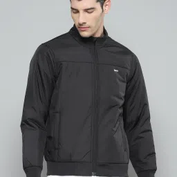 cloak & decker by monte carlo Cloak & Decker Mens Solid Black Mock Neck Full Sleeve Jacket image 1