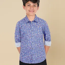Allen Solly Boys Blue Cotton Polyblend Printed Shirt image 1