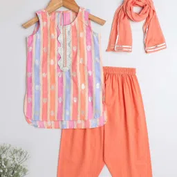 The Magic Wand Kids Multicolor Cotton Embellished Kurta Set image 1