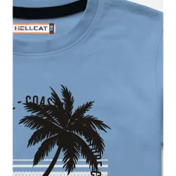 HELLCAT Sky Blue & Rust Printed T-Shirt (Pack Of 2) image 4