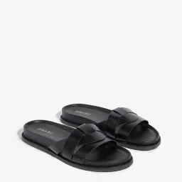 LUNA BLU by Westside Black Criss-Cross Detailed Slides image 1