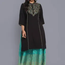 Aurelia Black Solid Straight Kurta-picture-10