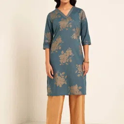 Rangmanch by Pantaloons Blue Printed Kurta image 1