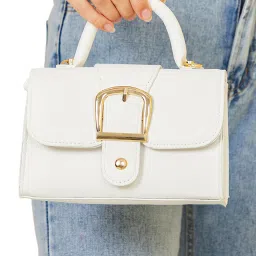 Styli White Belted Accent Flap Handbag with Wallet image 2