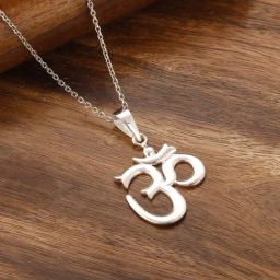 GIVA 92.5 Sterling Silver Om Unisex Pendant with Chain-picture-3