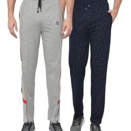 Vimal Jonney Grey & Navy Regular Fit Trackpants - Pack of 2-image-83