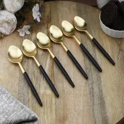 VarEesha Radiant Golden & Black Stainless Steel Spoons - Set of 6-image-34