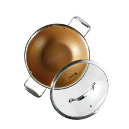 Bergner Giro Gold Gold Non Stick Stainless Steel Induction Base Kadhai with Glass Lid - 24cm (2.5L)-picture-29
