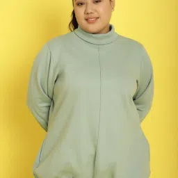 theRebelinme Plus Size Sage Green Fleece Relaxed Fit Sweatshirt image 1