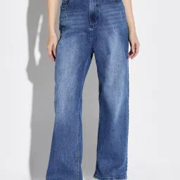 showoffff SHOWOFF Dark Blue Denim Straight Fit Mid RIse Jeans image 1