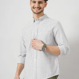 celio celio* Black & White Regular Fit Striped Cotton Shirt image 1
