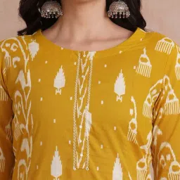 Kami Kubi Yellow Cotton Regular Fit Printed Kurta image 5