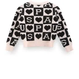 U.S. Polo Assn. Kids Black & Pink Self Design Sweatshirt image 2