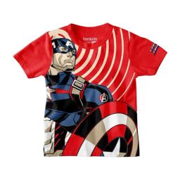Bonkids Kids Red & Blue Cotton Printed Captain America Shield T-Shirt-picture-42