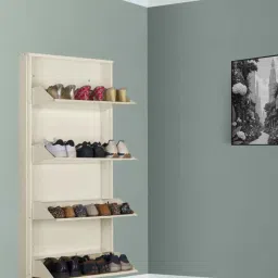 Delite Kom Powder Coated Ivory Wall Mounted Metal Shoe Rack ( 4 Shelves DIY) image 1