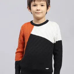 Monte Carlo Boys Rust & Black Wool Blend Self Sweater image 1