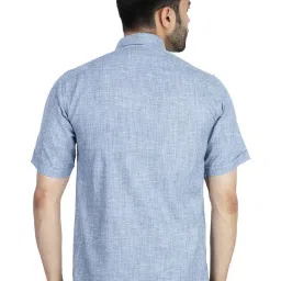TAHVO Grey Linen Slim Fit Self Pattern Shirt image 2