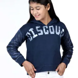 Wingsfield Girls Blue Printed Full Sleeves Sweatshirts & Hoodies image 1