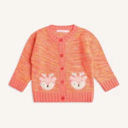Wingsfield Girls Orange Self Full Sleeves Sweaters & Cardigans image 1