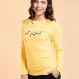 Enamor Amber Yellow Cotton Printed T-Shirt-picture-25