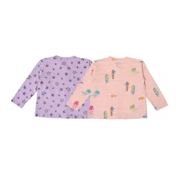 MiArcus Kids Purple & Peach Printed Full Sleeves Top (Pack Of 2) image 2
