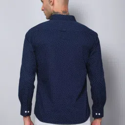 Cantabil Navy Cotton Regular Fit Printed Shirt image 2