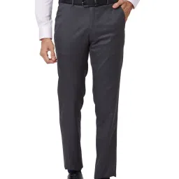 Raymond Grey Slim Fit Checks Trousers image 1