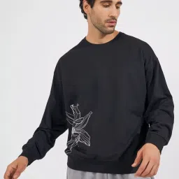 Styli Black Boxy fit Printed Sweatshirts image 1